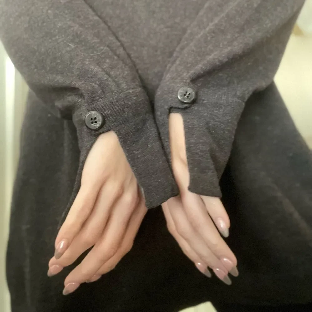 Vintage 90s Escada Oversized Wool Crewneck Sweater Margaretha Ley 42 Grey Split‎